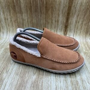 Sorel Falcon Ridge II Slippers Mens Size 8.5 Elk Brown Suede Faux Fur NM2025-286